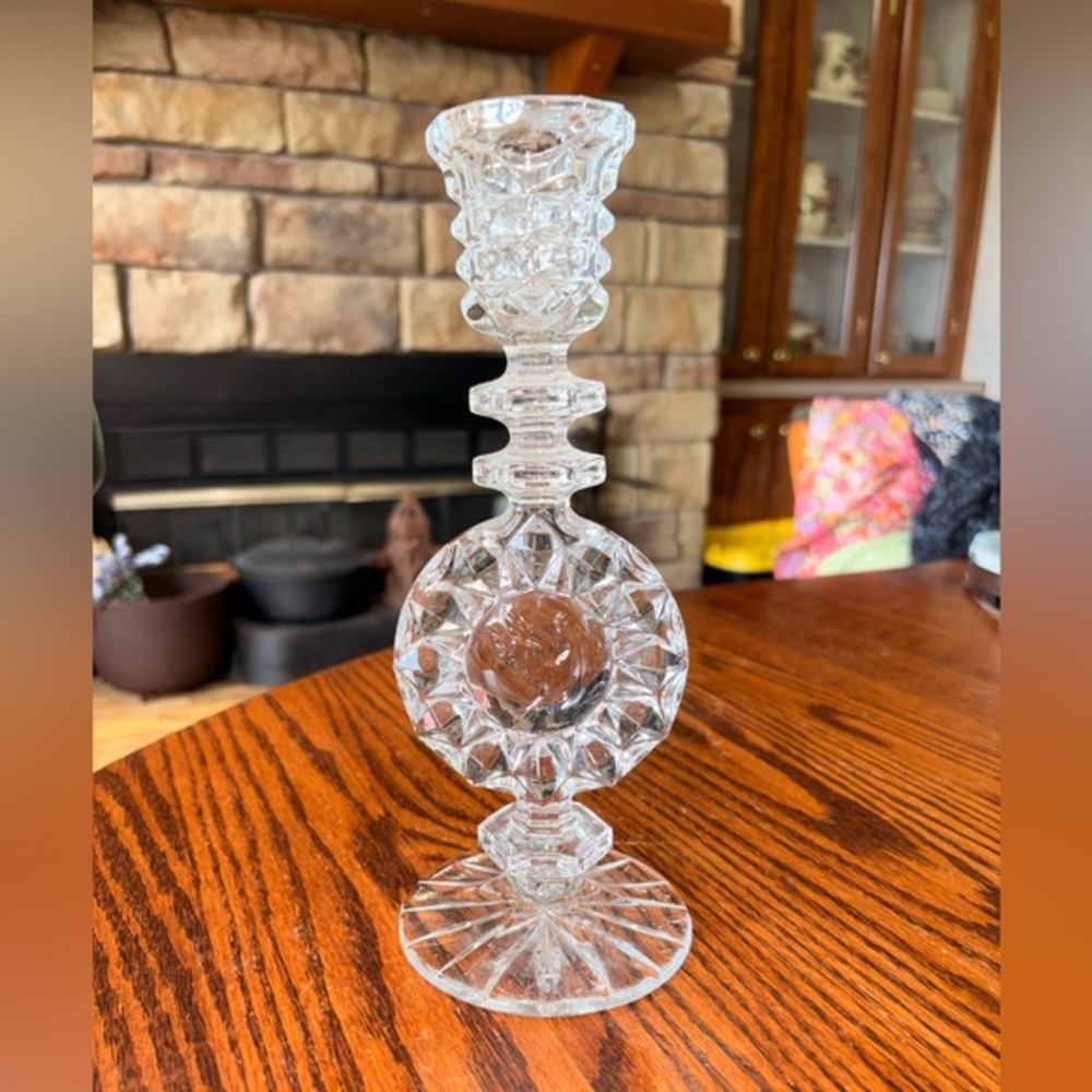 Rare Vintage Soviet Crystal Cut Glass Candlestick The Bird of Happiness USSR